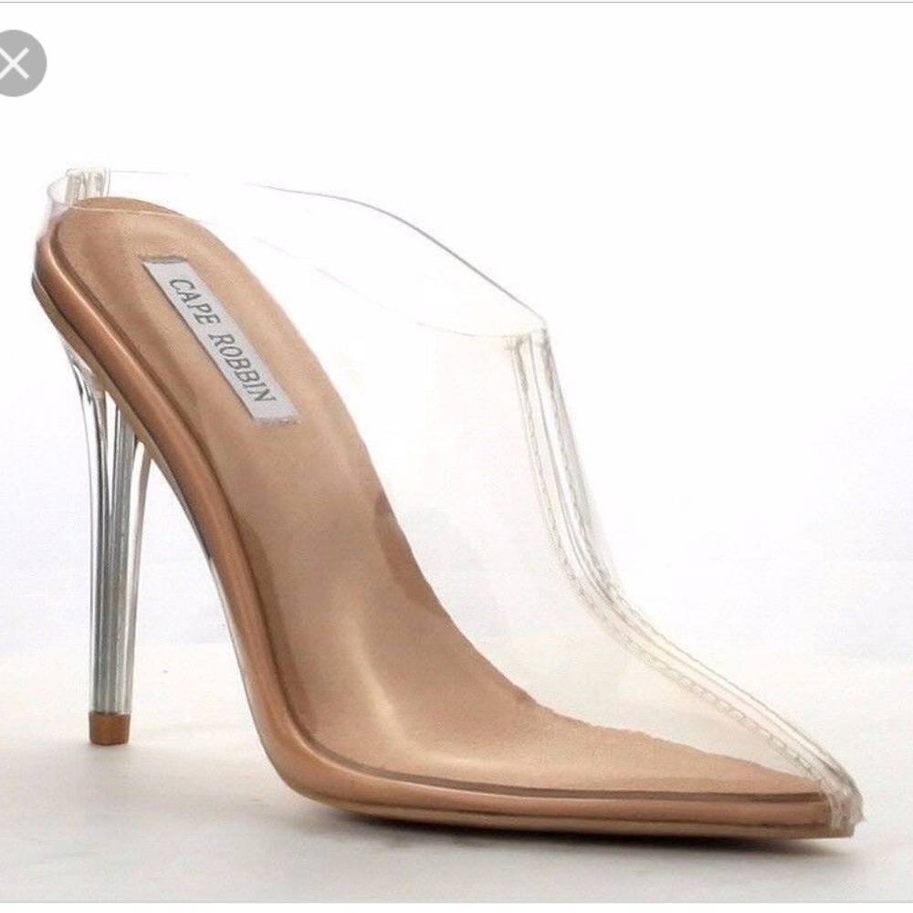 Clear lucite pvc mules